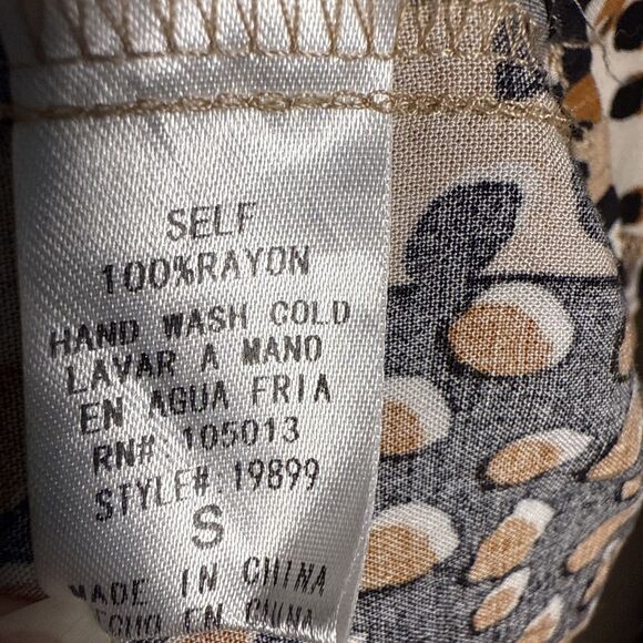 Andree by Unit Animal Leopard Print Baby Doll Top Women's Size Small Style 19899 - Picture 10 of 14